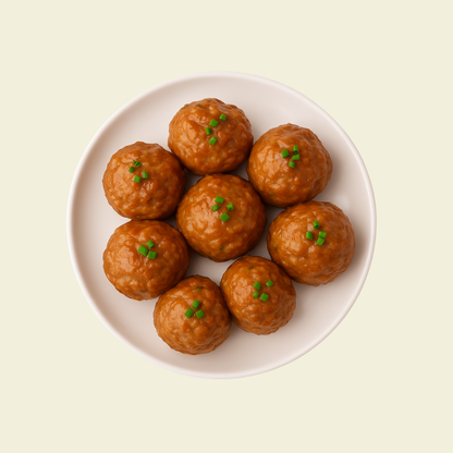 Cantonese-style beef balls with aged mandarin peel, frozen and ready to steam